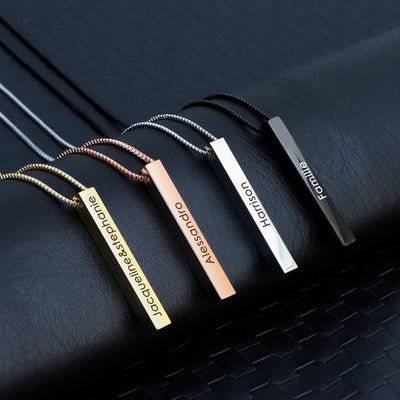 Mother's Day Gift Personalized Engraved 3D Bar Necklace