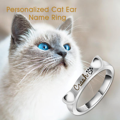 Mother's Day Gift Engraved Ear & Bone Shaped Pet Ring