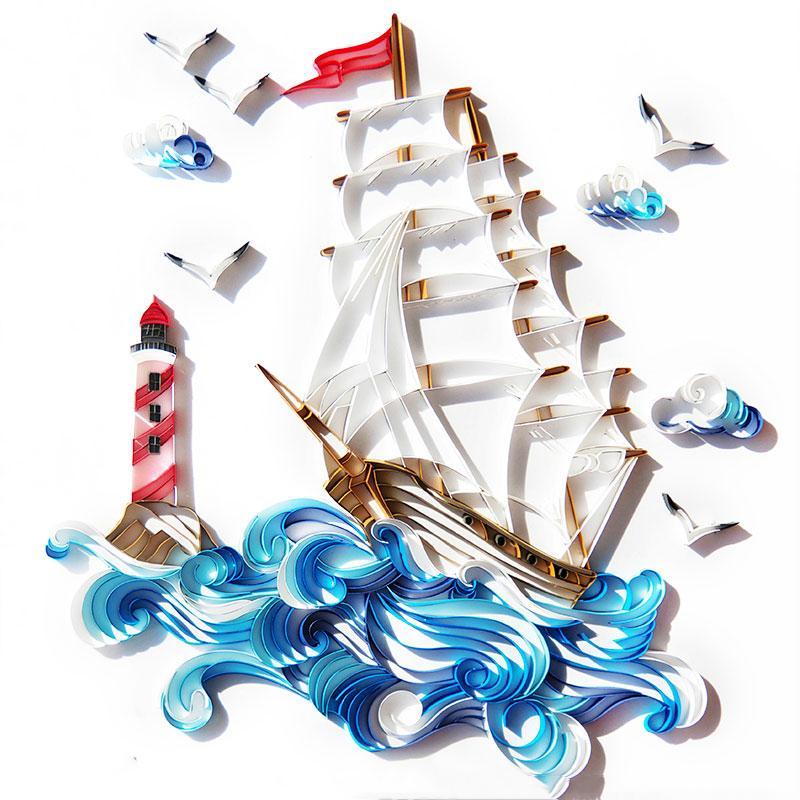 Paper Filigree painting Kit - Sailboat