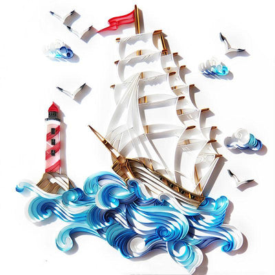Paper Filigree painting Kit - Sailboat