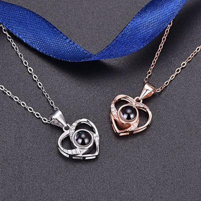 Christmas Gift-100 Languages I Love You Clavicle Chain Heart Shape Pendant Necklace