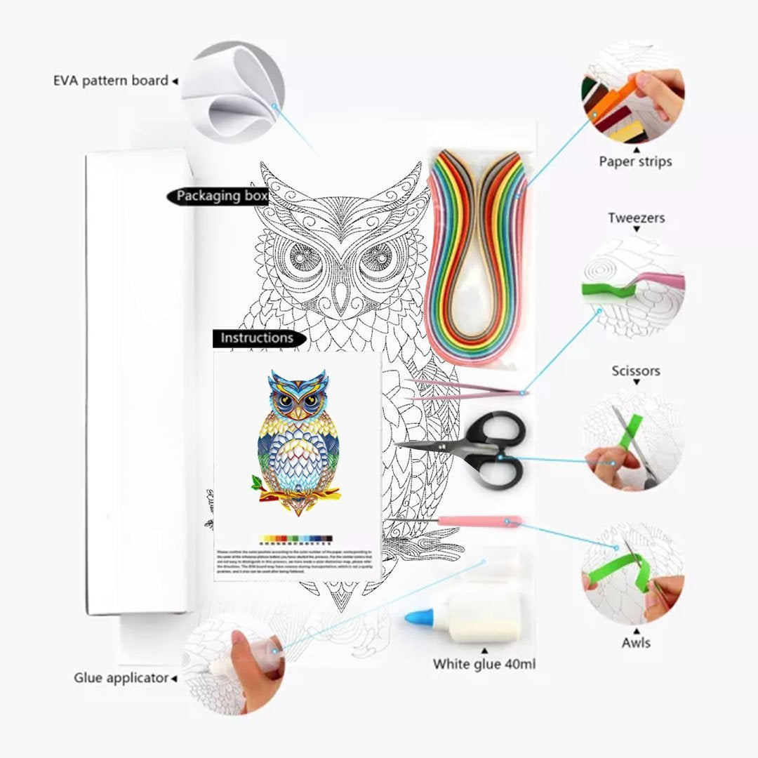 Paper Filigree painting Kit - OWL