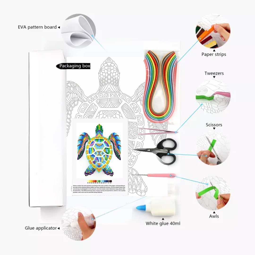 Paper Filigree painting Kit-Sea turtle