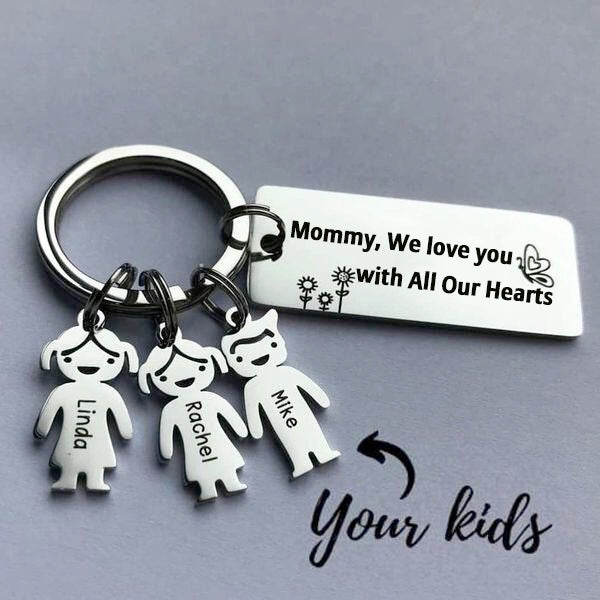 Mother's Day Gift Customized Family Kids Charm Keychain