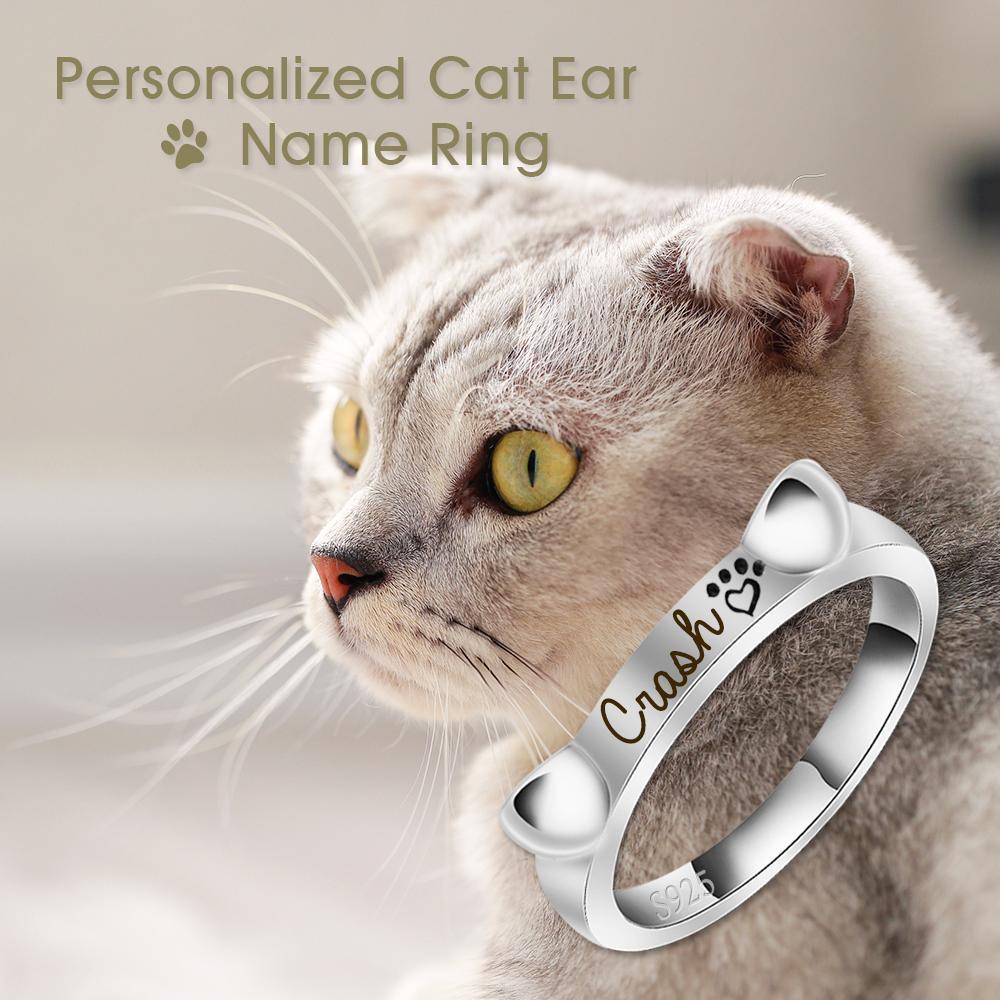 Mother's Day Gift Engraved Ear & Bone Shaped Pet Ring