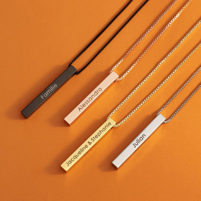 Mother's Day Gift Personalized Engraved 3D Bar Necklace