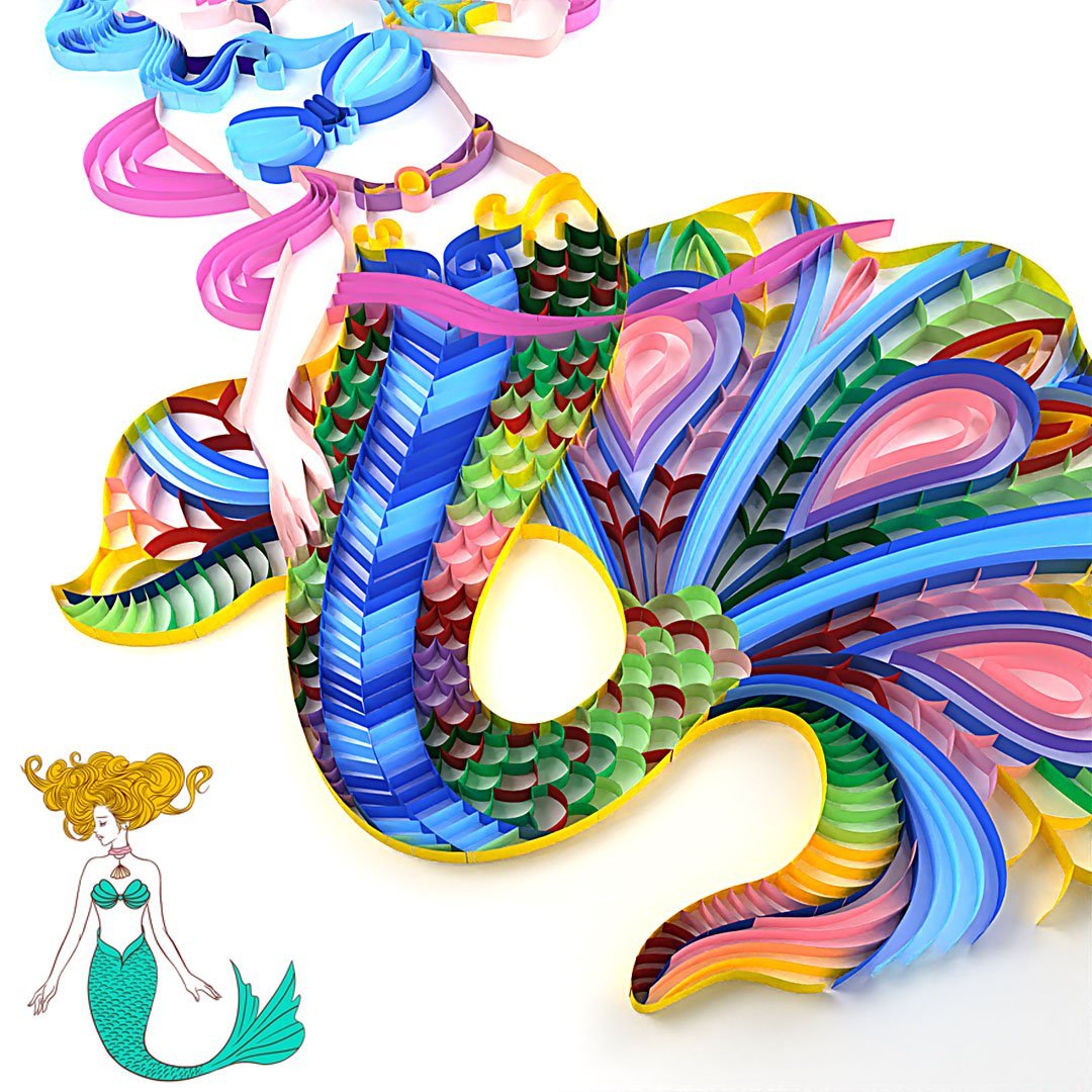 Paper Filigree painting Kit - Mermaid