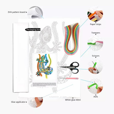 Paper Filigree painting Kit-Gecko