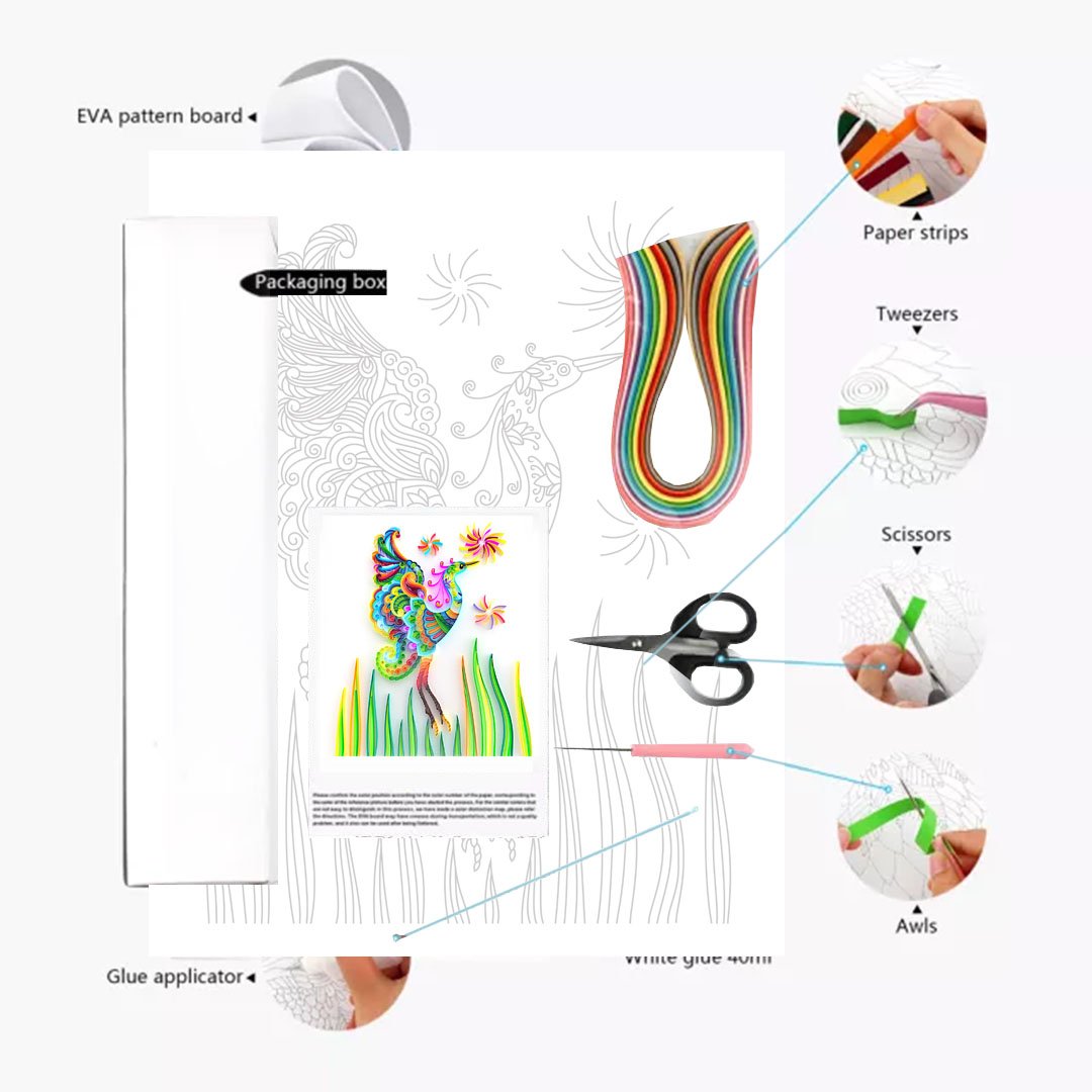 Paper Filigree painting Kit- Fantasy Bird