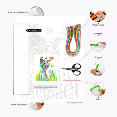 Paper Filigree painting Kit- Fantasy Bird