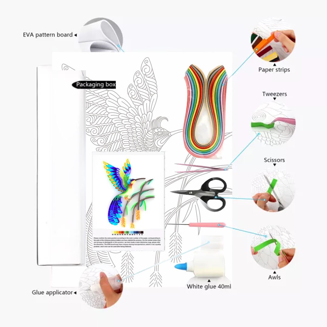 Paper Filigree painting Kit - Hummingbird