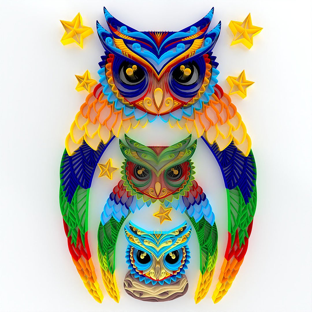 Paper Filigree painting Kit - Charming Owl