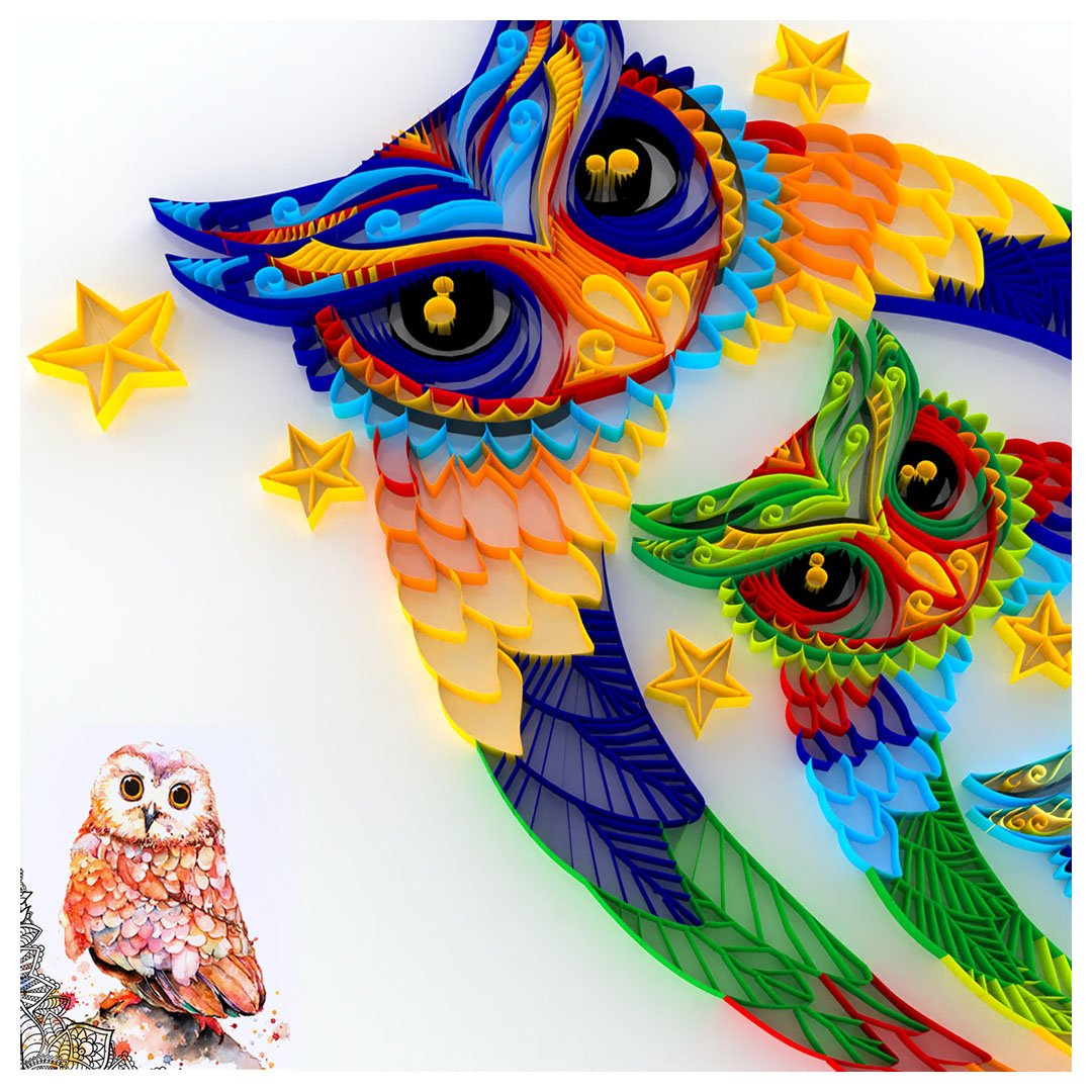 Paper Filigree painting Kit - Charming Owl