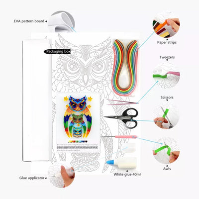 Paper Filigree painting Kit - Charming Owl