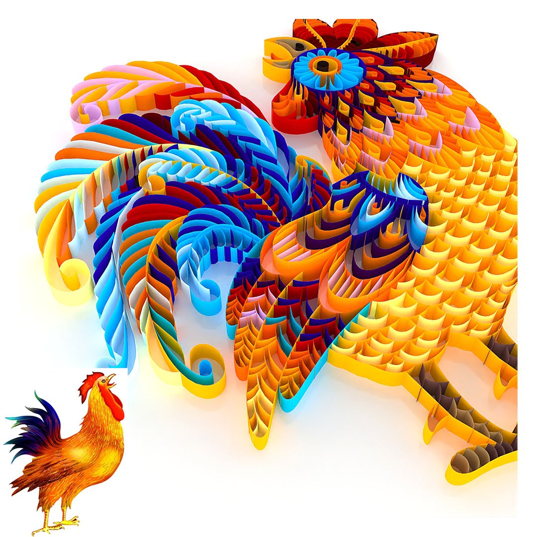 Paper Filigree painting Kit- Rooster