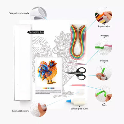 Paper Filigree painting Kit- Rooster