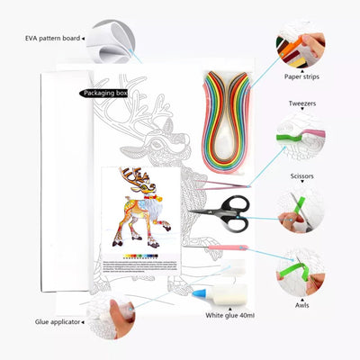 Paper Filigree painting Kit -Christmas Deer