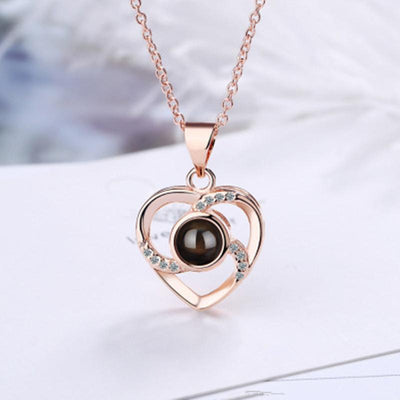Christmas Gift-100 Languages I Love You Clavicle Chain Heart Shape Pendant Necklace