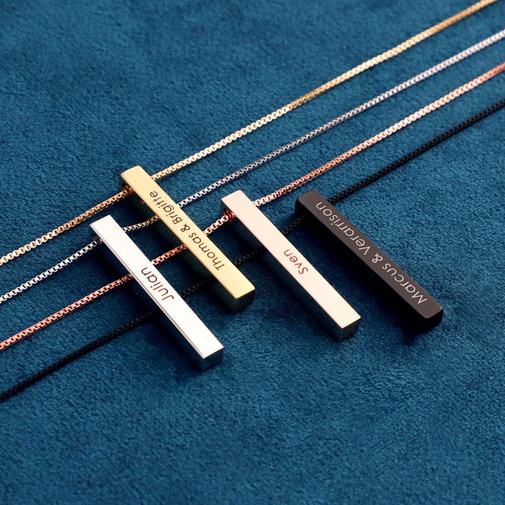 Mother's Day Gift Personalized Engraved 3D Bar Necklace