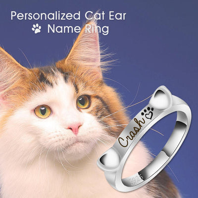 Mother's Day Gift Engraved Ear & Bone Shaped Pet Ring