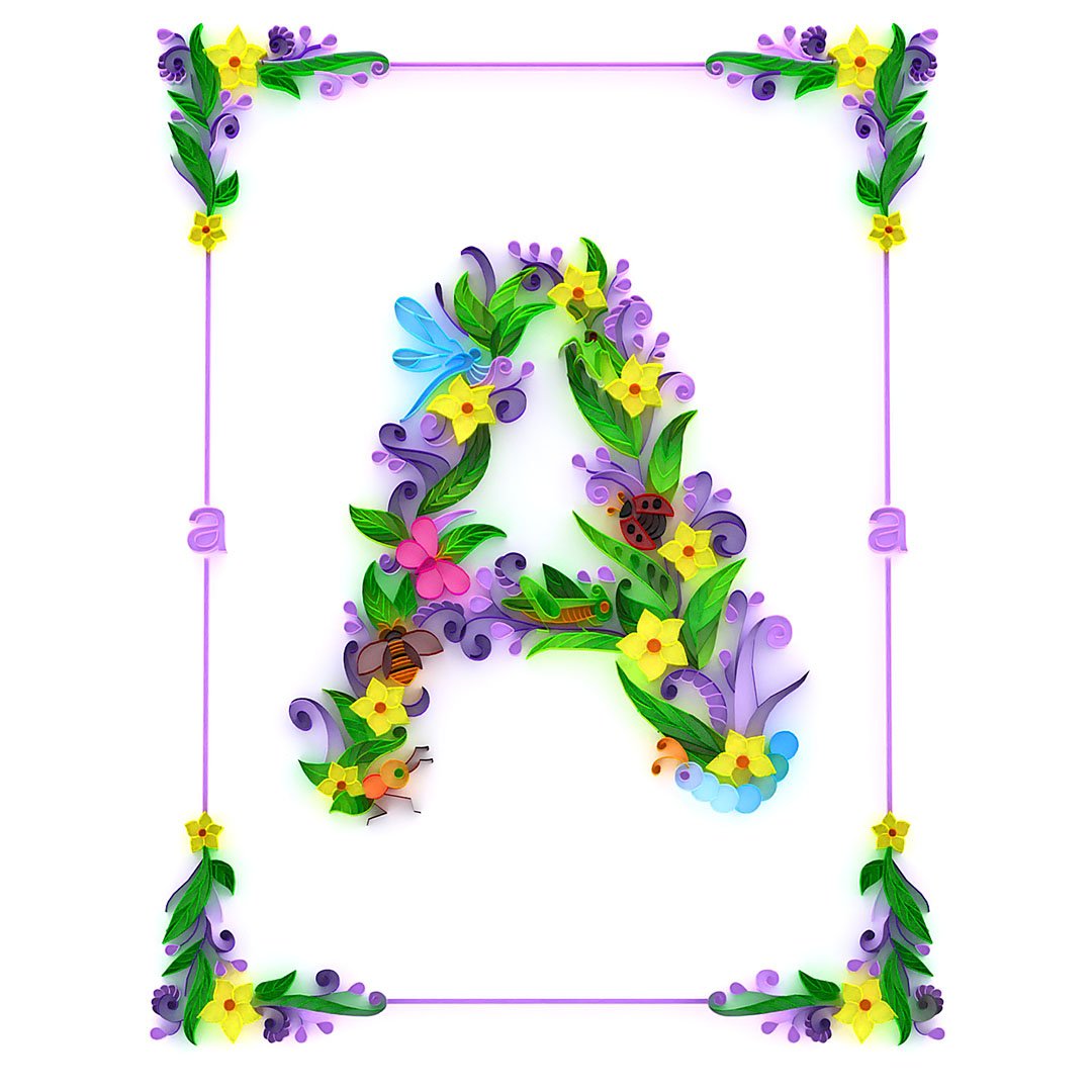 Paper Filigree painting Kit- A-Z letters