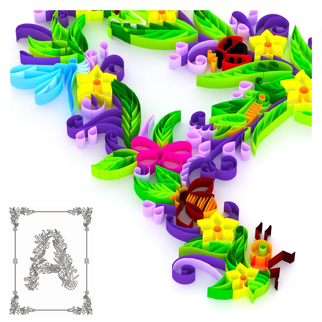 Paper Filigree painting Kit- A-Z letters
