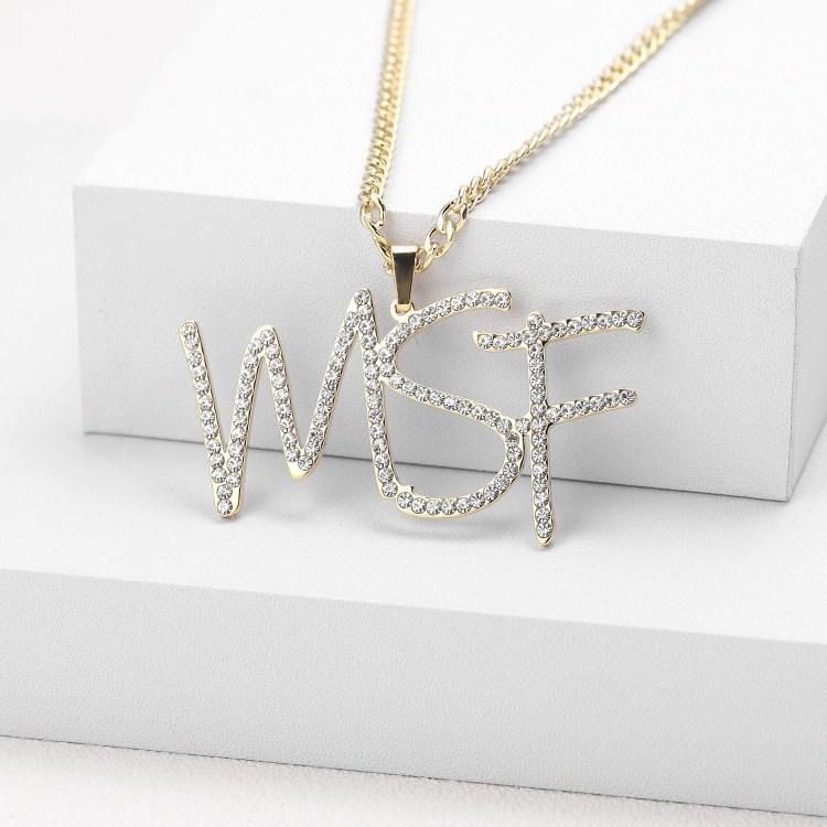 Mother's Day Gift Sparkling Crystal Initials Necklace