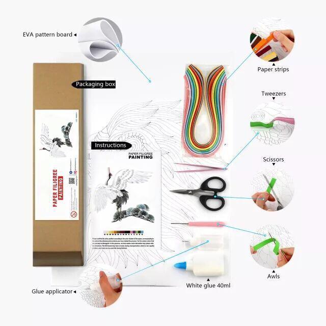 Paper Filigree painting Kit- Red-crowned crane