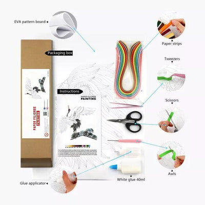 Paper Filigree painting Kit- Red-crowned crane