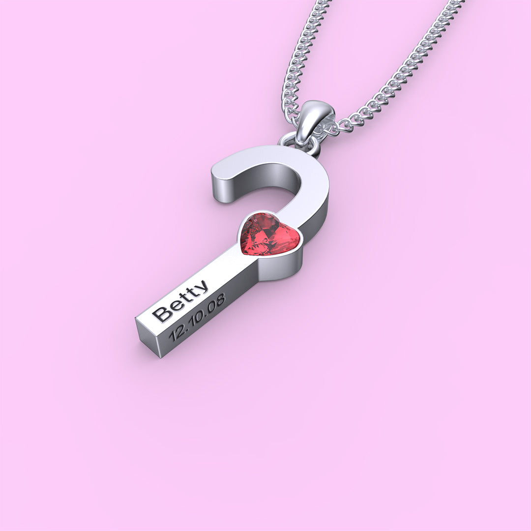 Mother's Day Gift cane necklace with birthstone