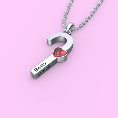 Mother's Day Gift cane necklace with birthstone