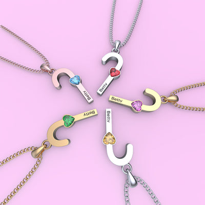 Mother's Day Gift cane necklace with birthstone