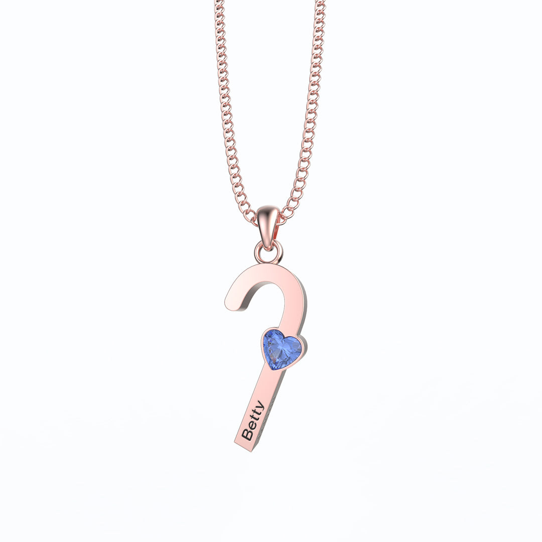 Mother's Day Gift cane necklace with birthstone