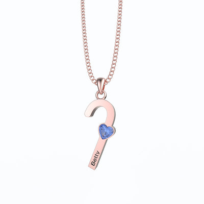 Mother's Day Gift cane necklace with birthstone