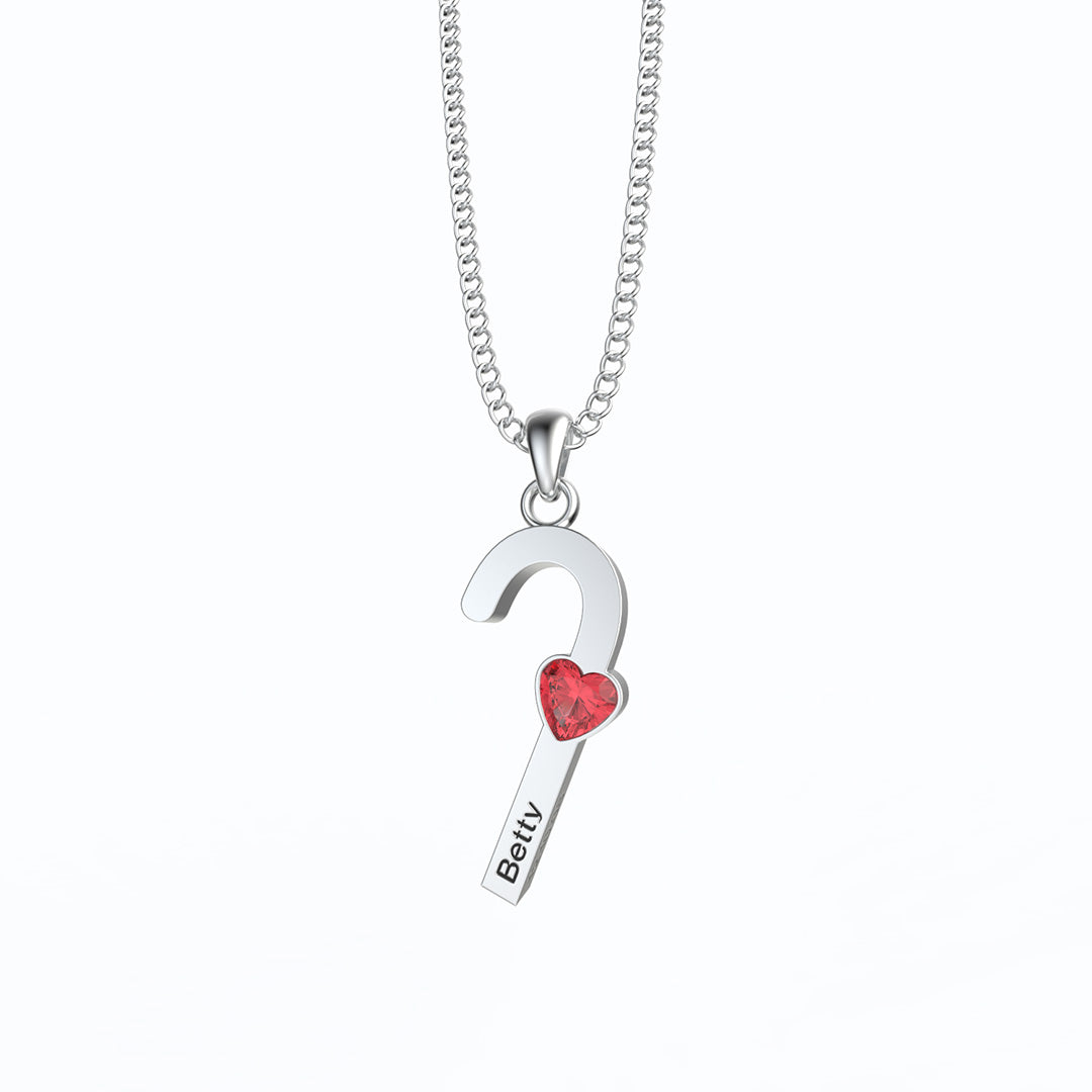 Mother's Day Gift cane necklace with birthstone