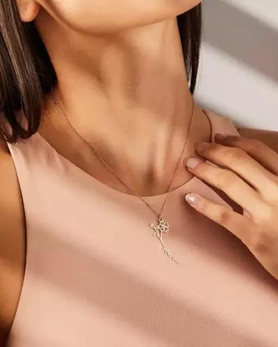 Mother's Day Gift Dainty Name Necklace With Birth Flower