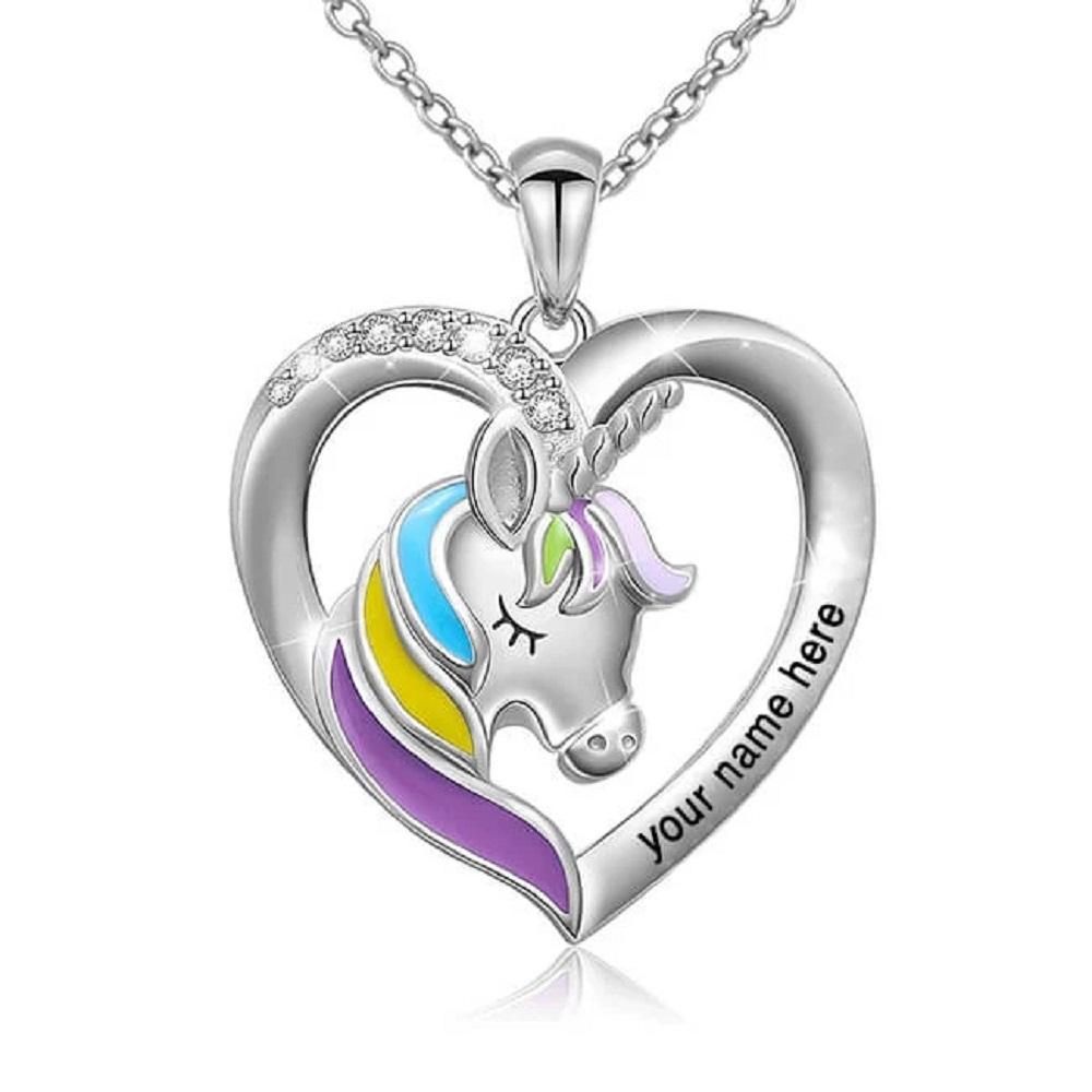 Mother's Day Gift Personalized Rainbow Unicorn Necklace-Fast Shipping guaranteed