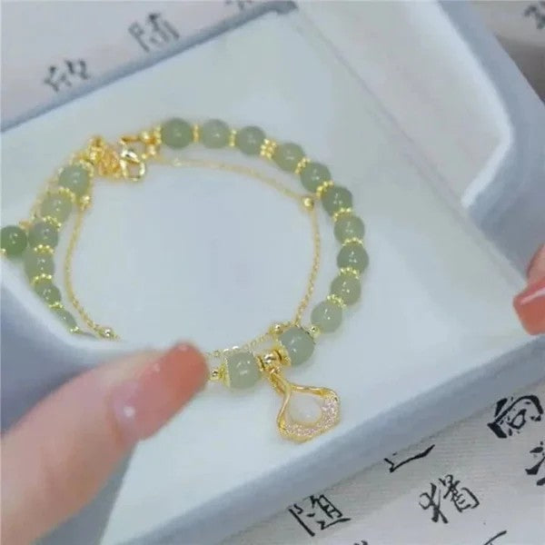 Hetian Jade Gold Leaf Bracelet