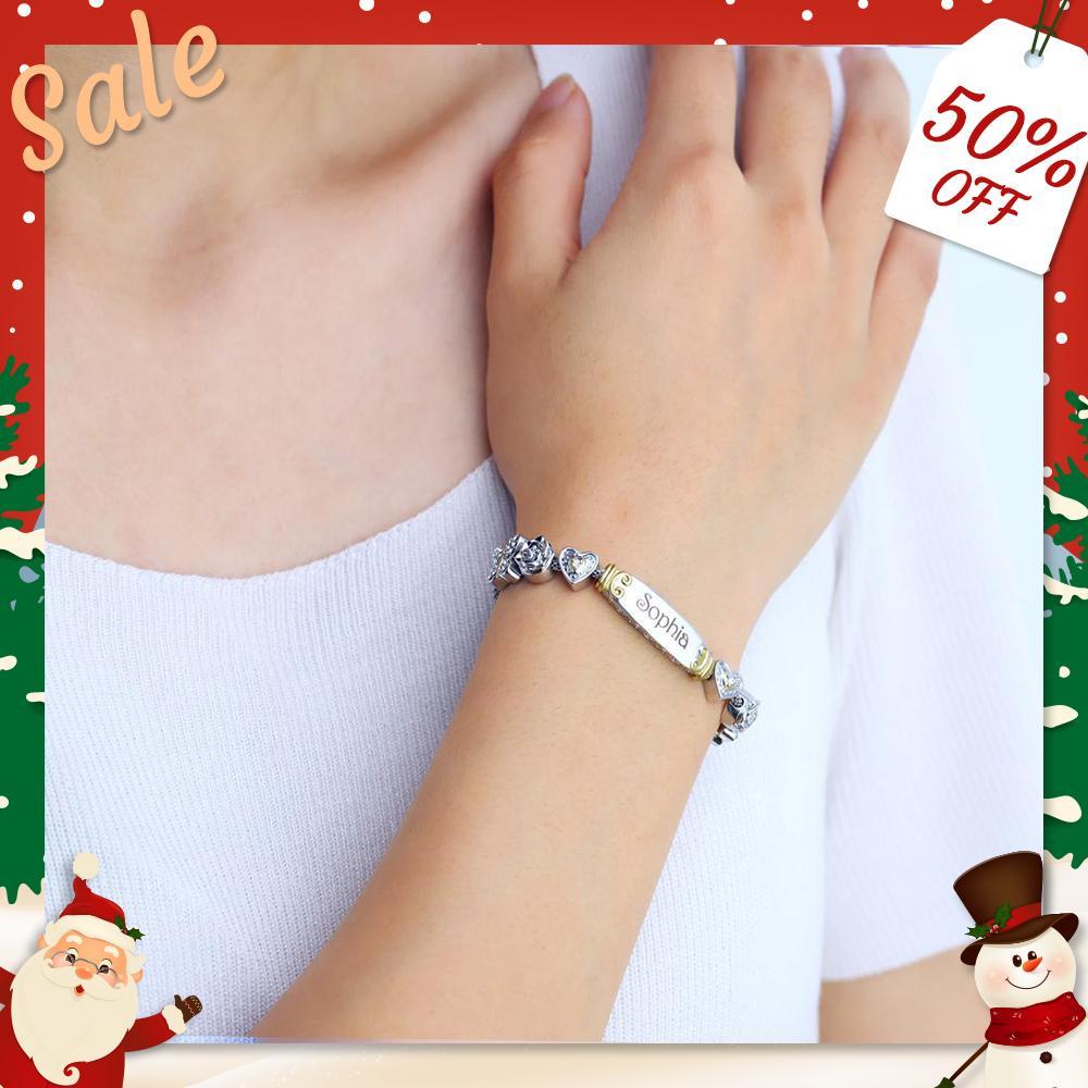 Christmas Gift Granddaughter Bolo Bracelet With Personalized Engravings