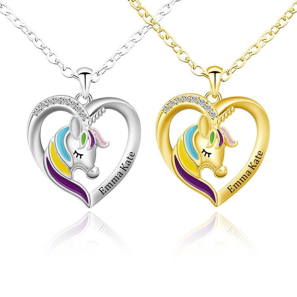 Mother's Day Gift Personalized Rainbow Unicorn Necklace-Fast Shipping guaranteed