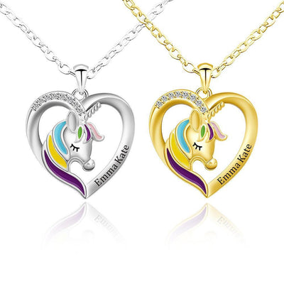 Mother's Day Gift Personalized Rainbow Unicorn Necklace-Fast Shipping guaranteed