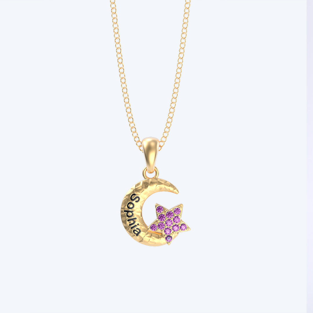 Mother's Day Gift Granddaughter Star and Moon Necklace