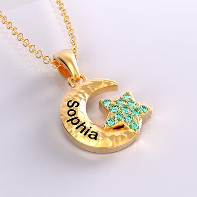 Mother's Day Gift Granddaughter Star and Moon Necklace