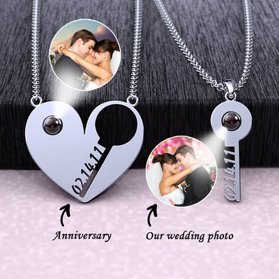 Mother's Day Gift Love + Key Anniversary Couple Necklace