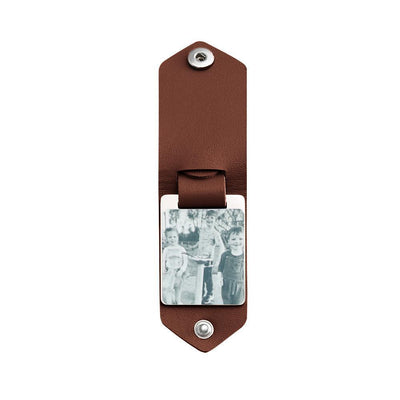 Mother's Day Gift Custom Photo cowhide Leather Keychain