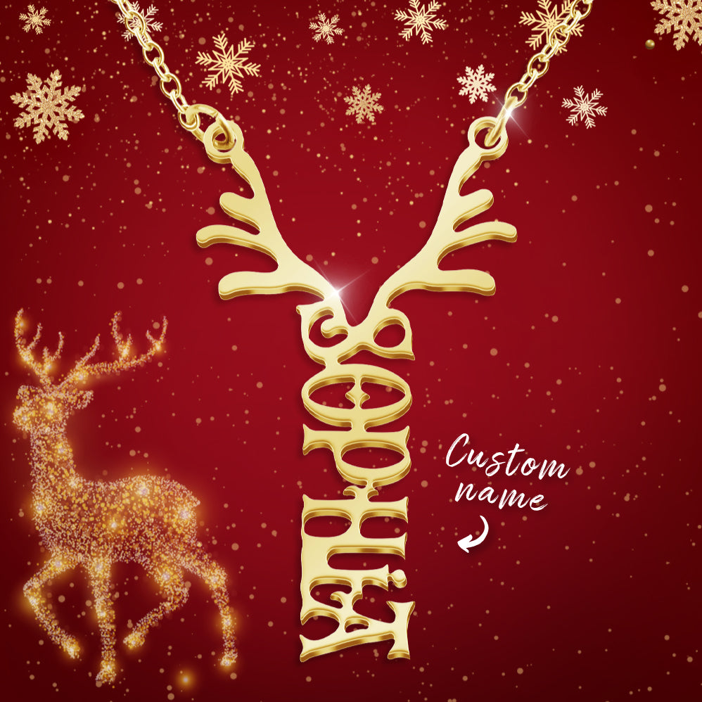 Mother's Day Gift Antler Name Necklace