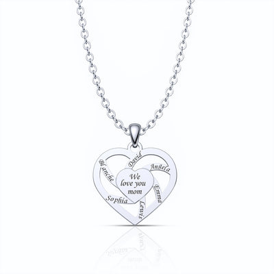 Christmas Gift-Personalized Name  Family Heart Necklace