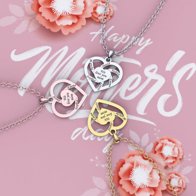 Christmas Gift-Personalized Name  Family Heart Necklace
