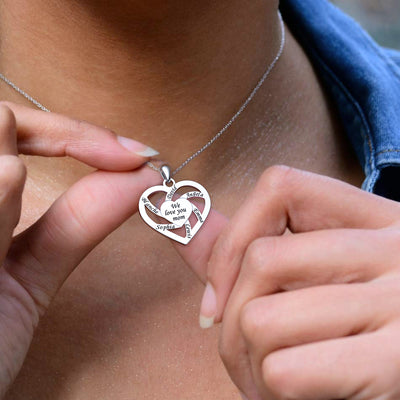 Christmas Gift-Personalized Name  Family Heart Necklace