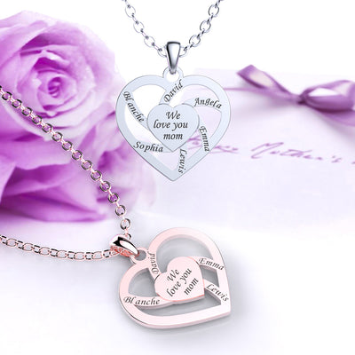 Christmas Gift-Personalized Name  Family Heart Necklace
